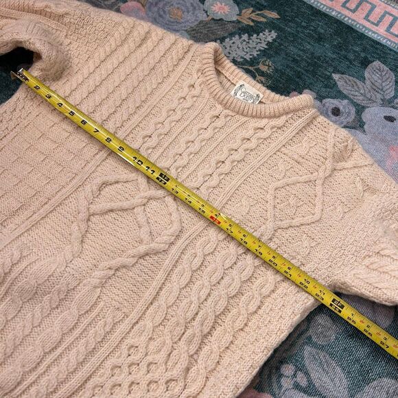 Carraig Donn Aran Sweater Womens XL Cream Cable Knit Pullover 100% Pure New Wool - Picture 12 of 12